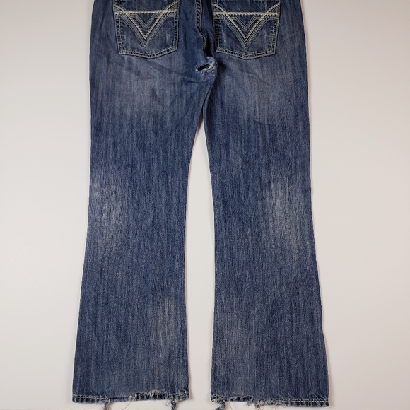 Rock and Roll Cowboy Embroidered Denim Blue Bootcut Jeans - Picture 4 of 7